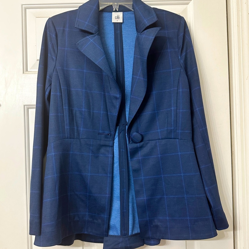 CAbi | Navy checkered blazer